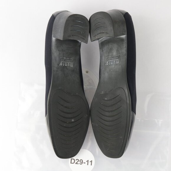 Munro Womens Julie Pump Size 11 NARROW Navy Satin Cap Toe Block Heel Slip On - Picture 7 of 12